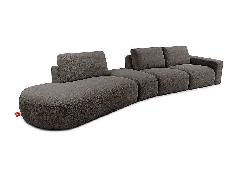 Ecksofa links - modern - ZUCCO - 5-Sitzer - Boucle - Dunkelbraun