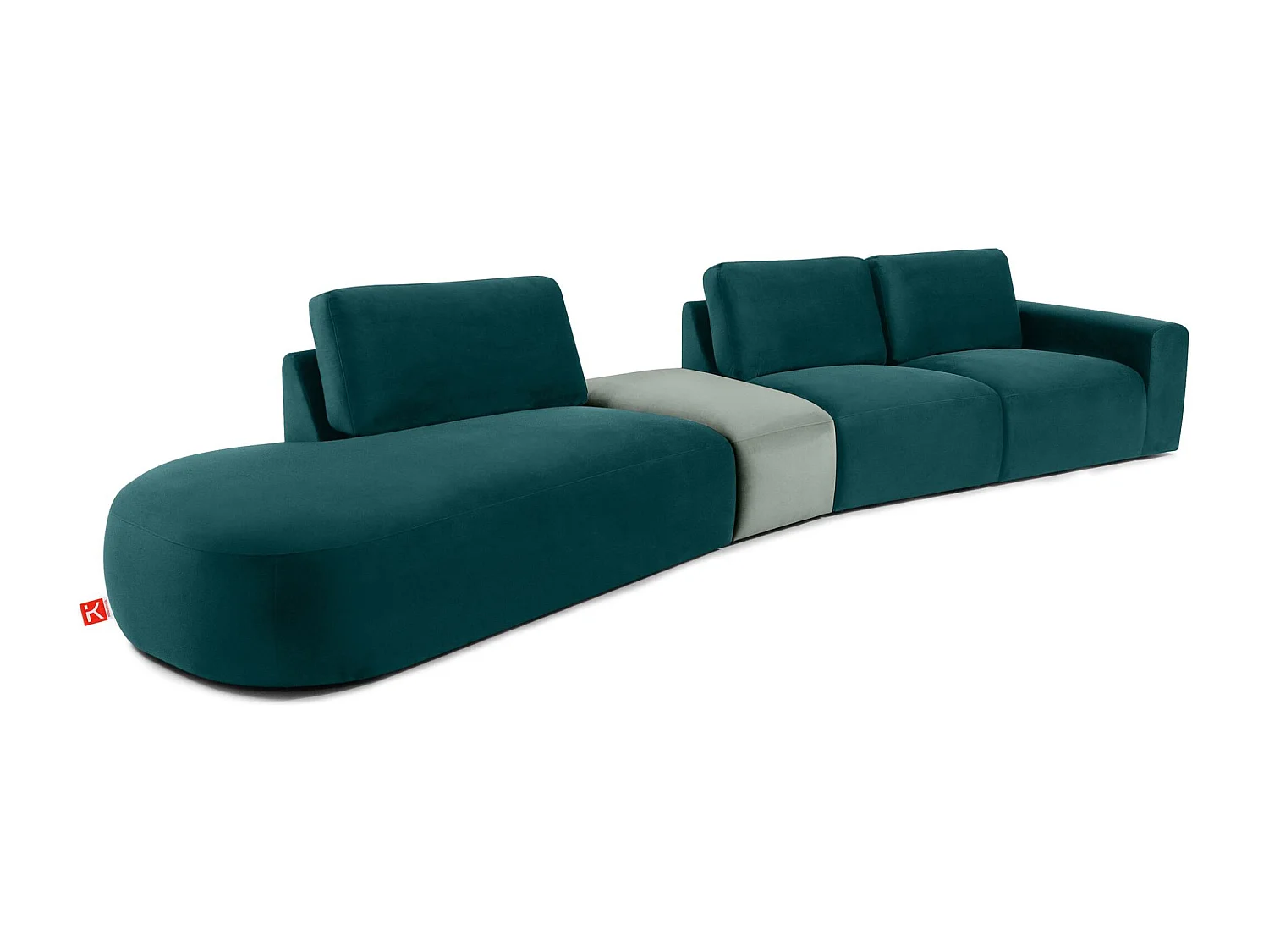 Ecksofa links - modern - ZUCCO - 5-Sitzer - Veloursstoff - Mint