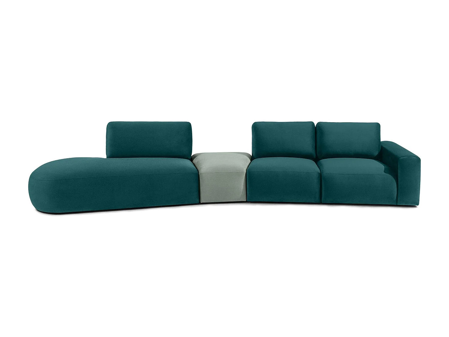 Ecksofa links - modern - ZUCCO - 5-Sitzer - Veloursstoff - Mint
