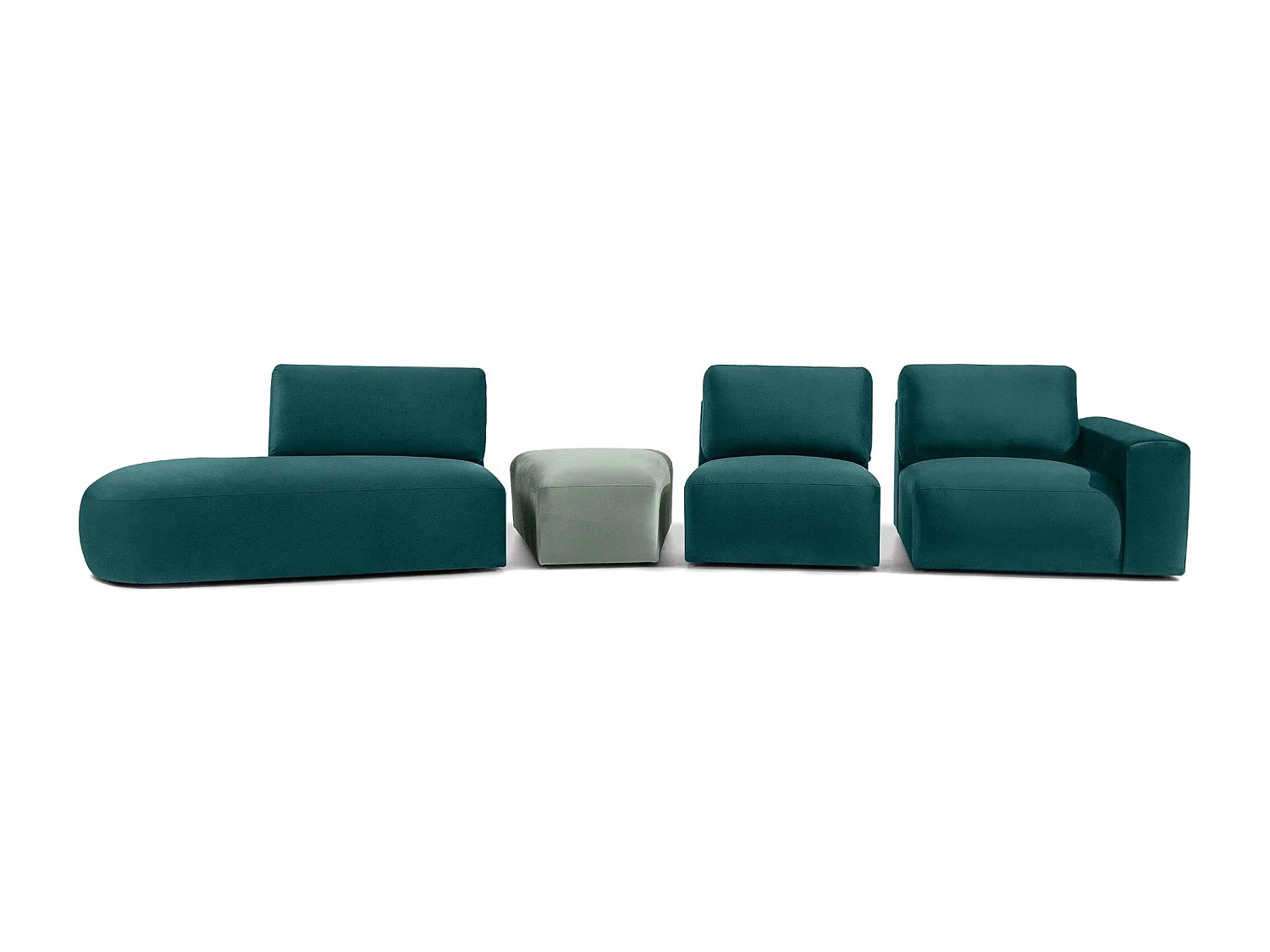Ecksofa links - modern - ZUCCO - 5-Sitzer - Veloursstoff - Mint