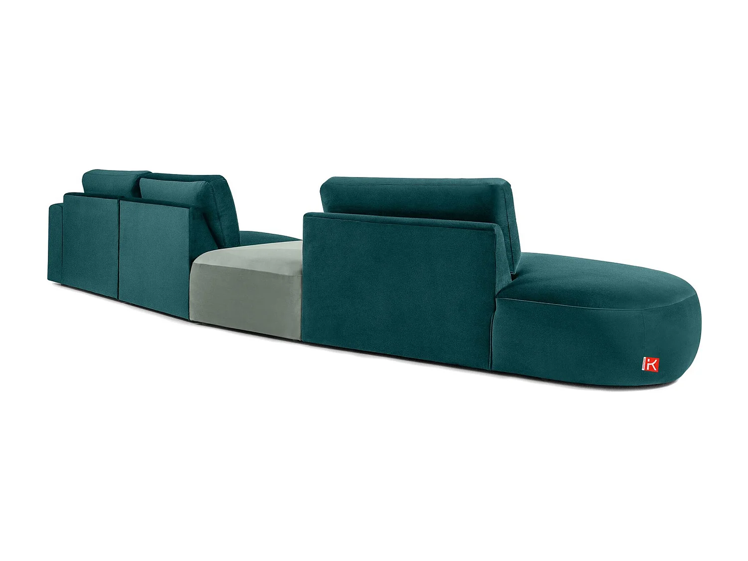 Ecksofa links - modern - ZUCCO - 5-Sitzer - Veloursstoff - Mint