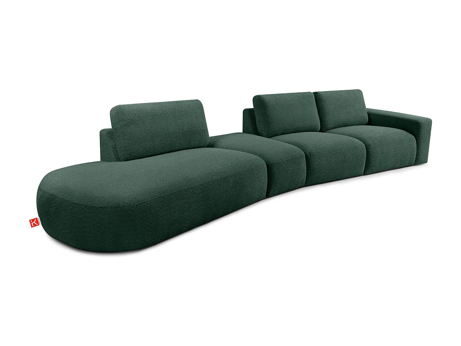 Ecksofa links - modern - ZUCCO - 5-Sitzer - Boucle - Grün