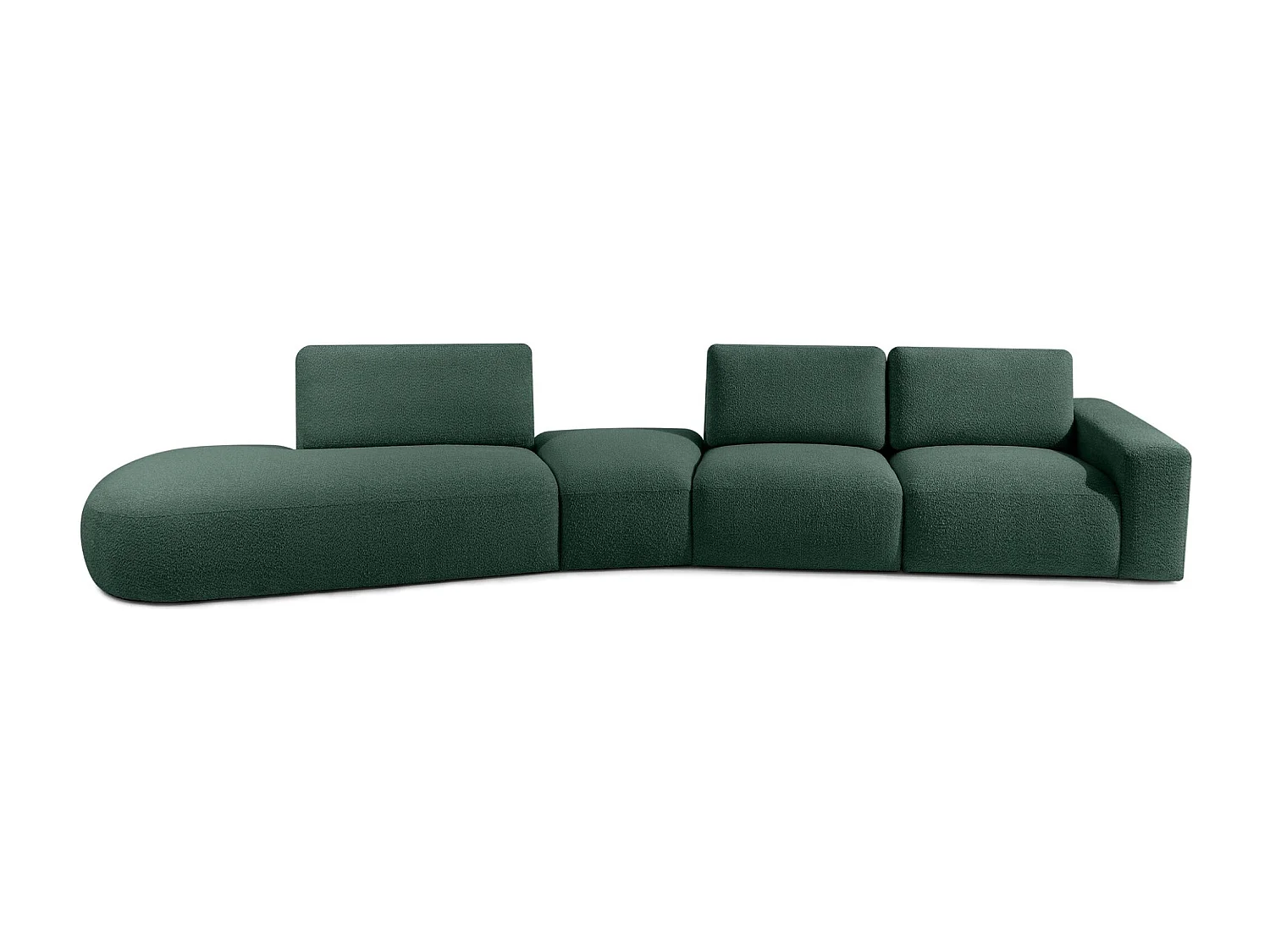 Ecksofa links - modern - ZUCCO - 5-Sitzer - Boucle - Grün