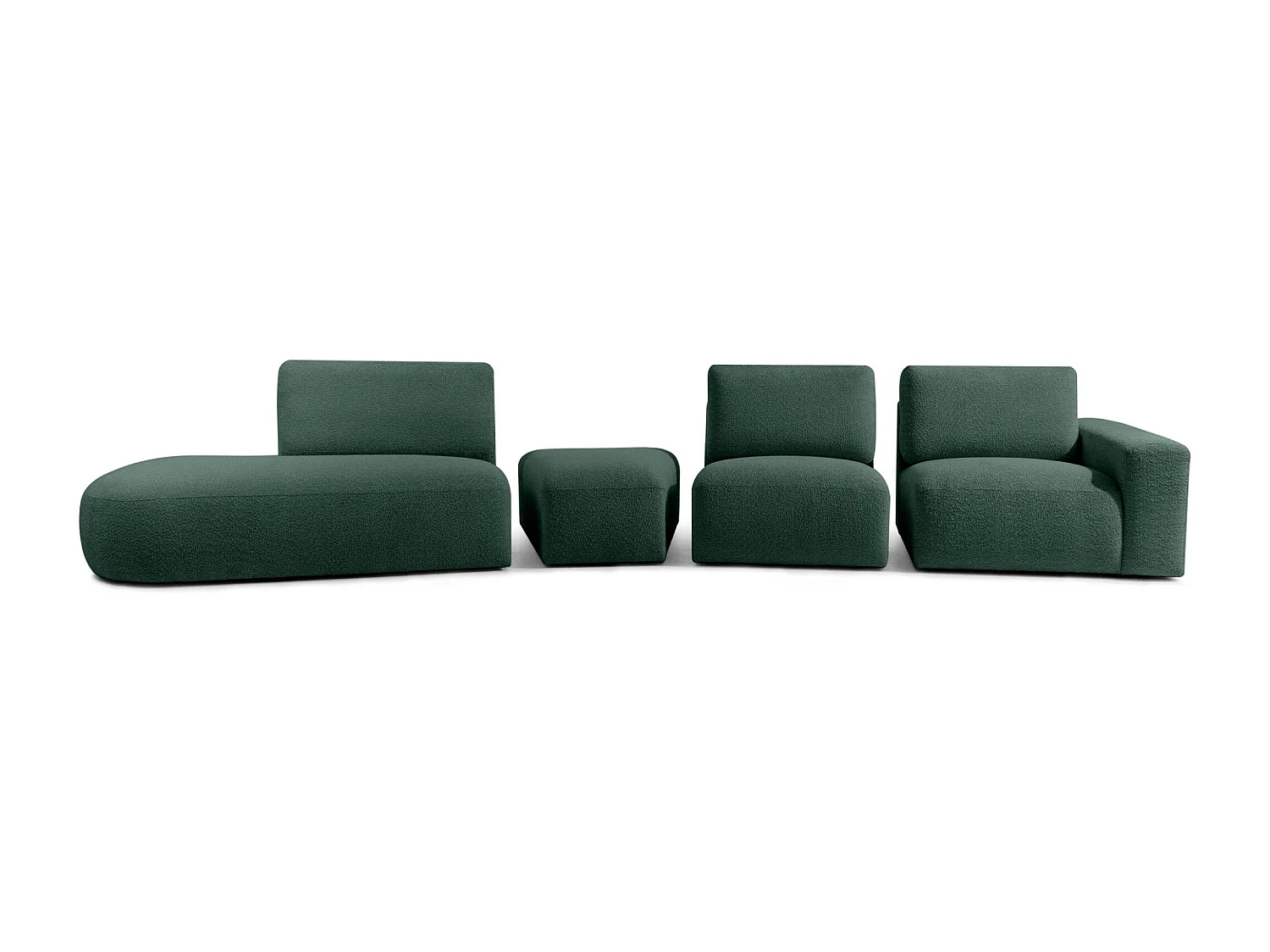 Ecksofa links - modern - ZUCCO - 5-Sitzer - Boucle - Grün