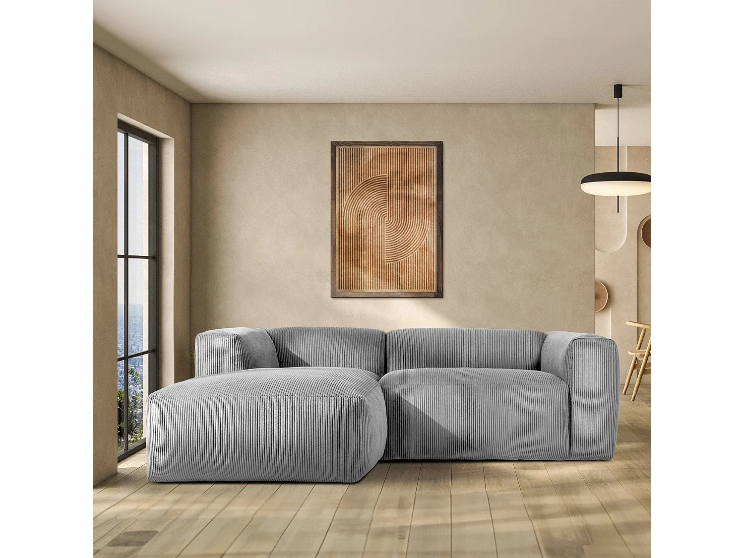 Ecksofa BUFFO 4-Sitzer - Hellgrau