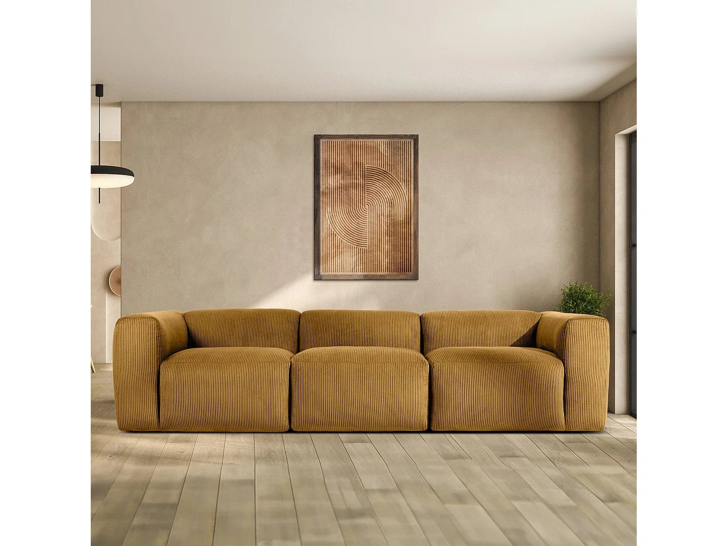 Einzelsofa - modular - 5-sitzer - Gelb