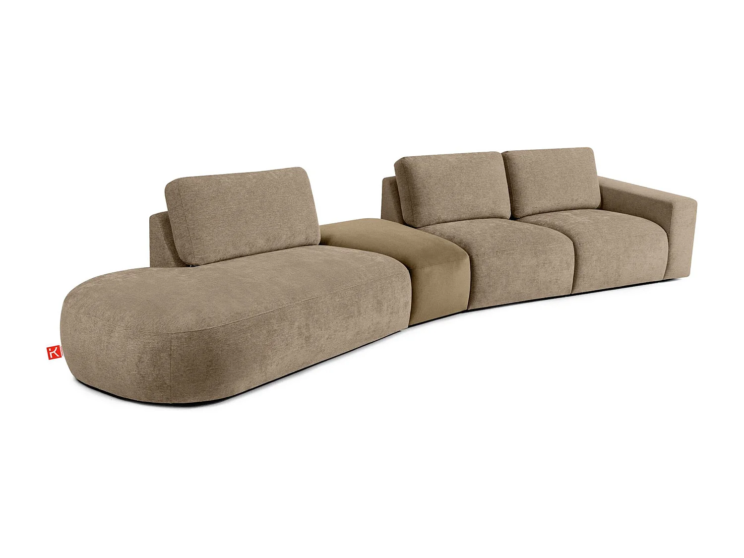 Ecksofa links - modern - ZUCCO - 5-Sitzer - Chenille-Stoff - Beige