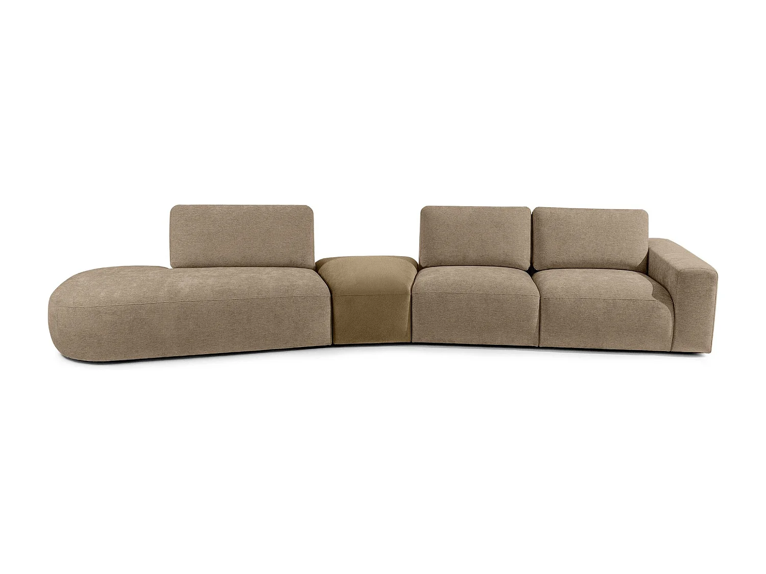 Ecksofa links - modern - ZUCCO - 5-Sitzer - Chenille-Stoff - Beige