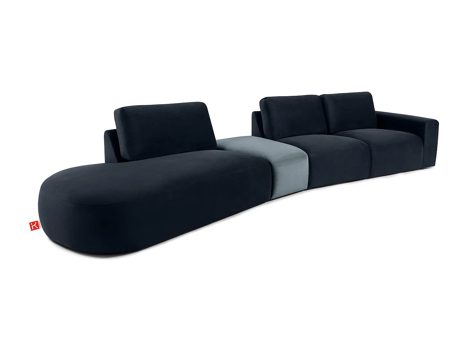 Ecksofa links - modern - ZUCCO - 5-Sitzer - Veloursstoff - Marineblau