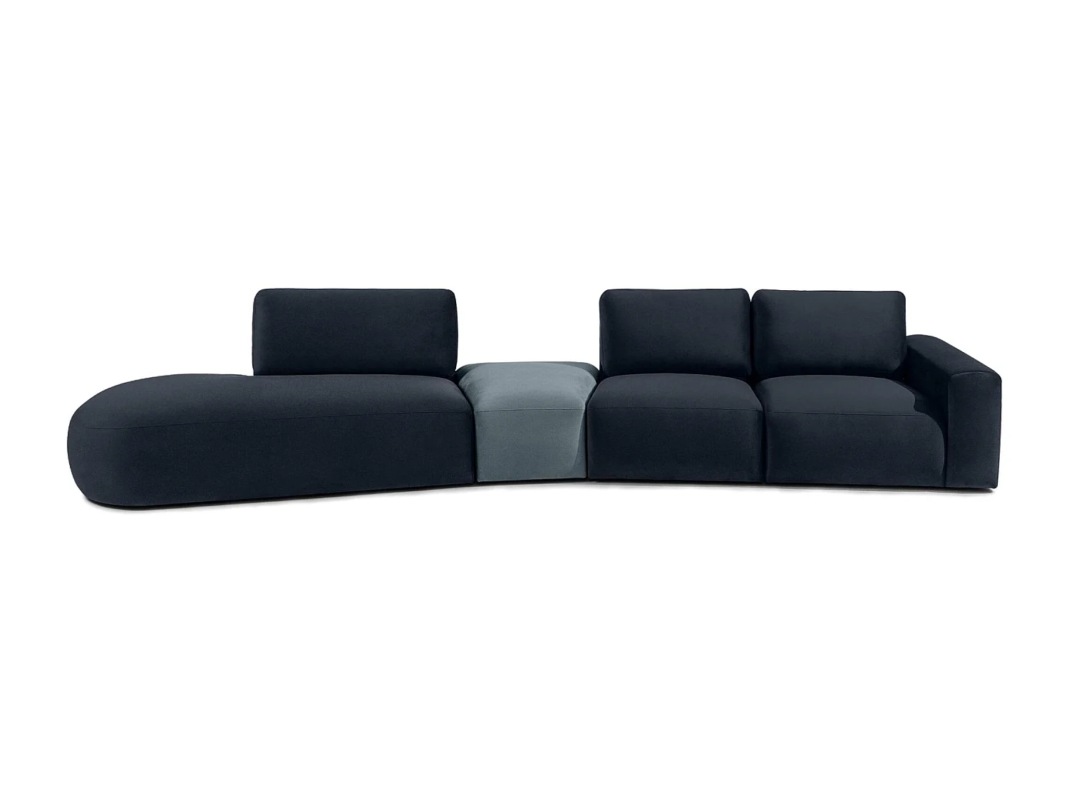 Ecksofa links - modern - ZUCCO - 5-Sitzer - Veloursstoff - Marineblau