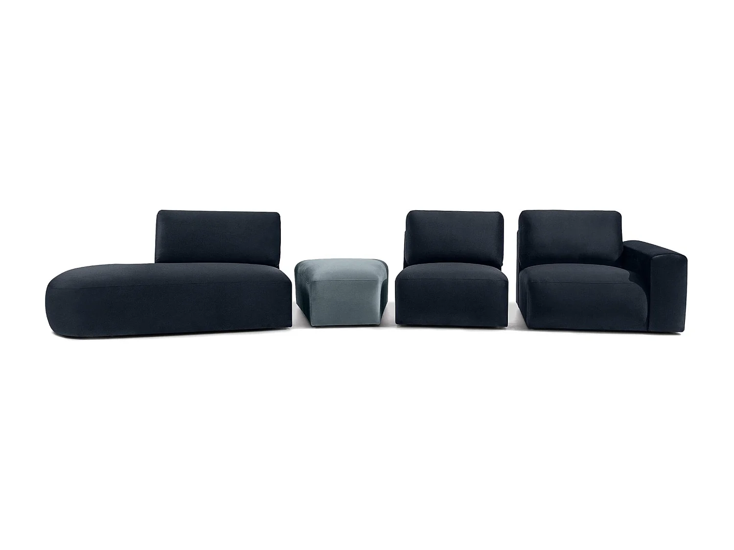 Ecksofa links - modern - ZUCCO - 5-Sitzer - Veloursstoff - Marineblau