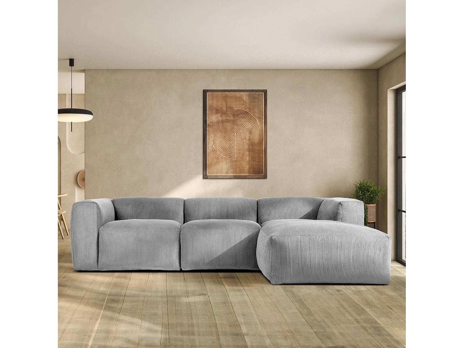 Ecksofa BUFFO 5-Sitzer - Hellgrau