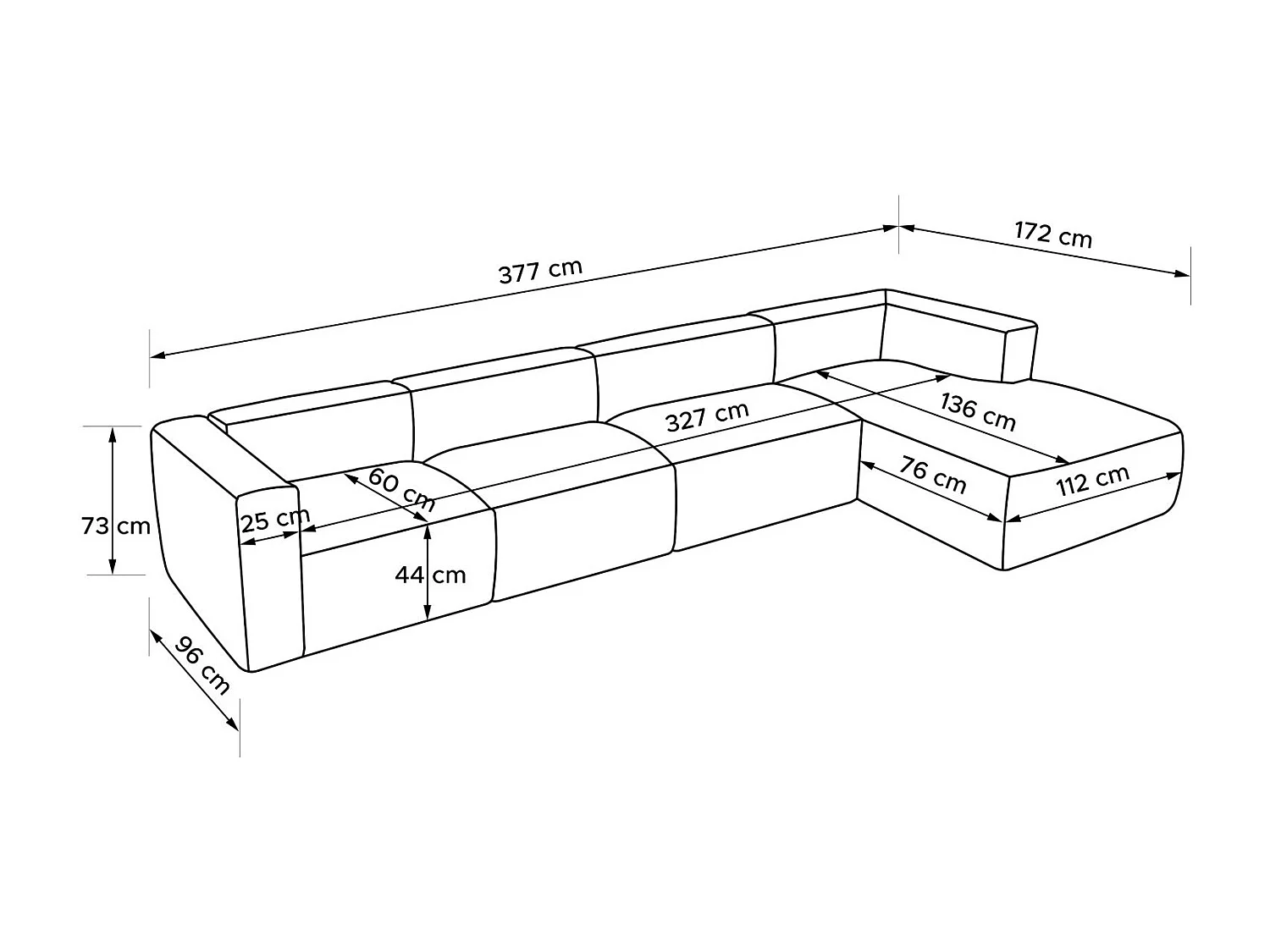 Ecksofa BUFFO 6-Sitzer - Grau