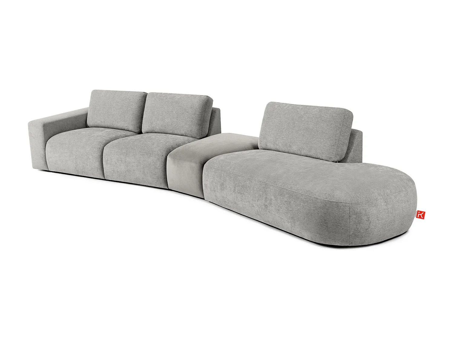 Ecksofa rechts - modern - ZUCCO - 5-Sitzer - Chenille-Stoff - Hellgrau