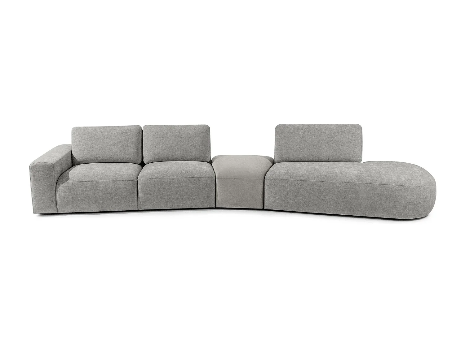 Ecksofa rechts - modern - ZUCCO - 5-Sitzer - Chenille-Stoff - Hellgrau