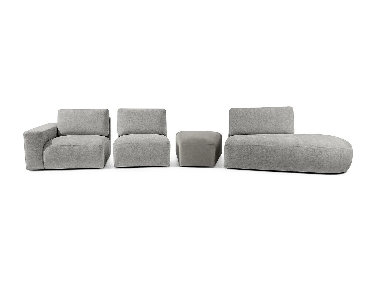 Ecksofa rechts - modern - ZUCCO - 5-Sitzer - Chenille-Stoff - Hellgrau