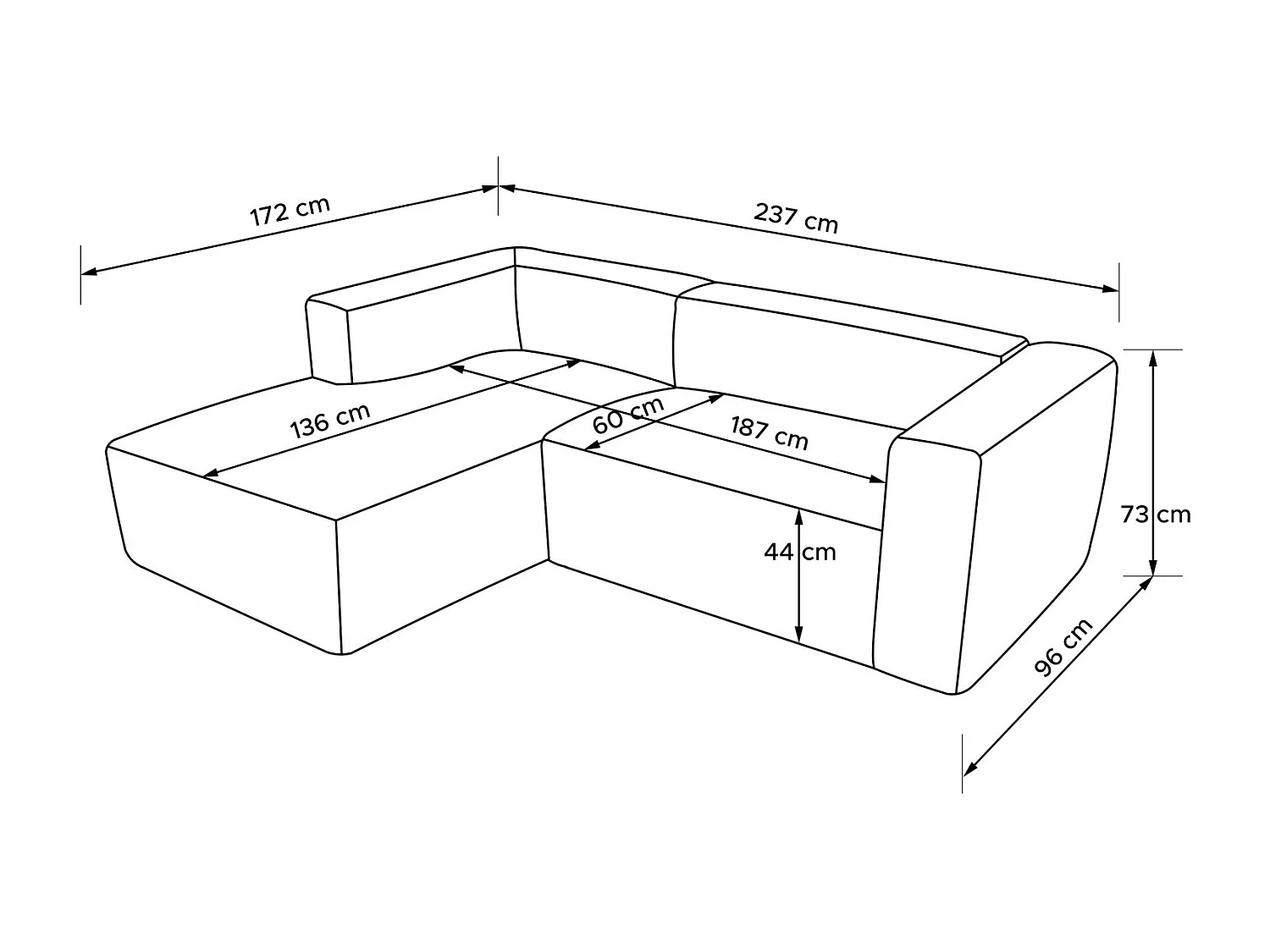 Ecksofa BUFFO 4-Sitzer - Orange
