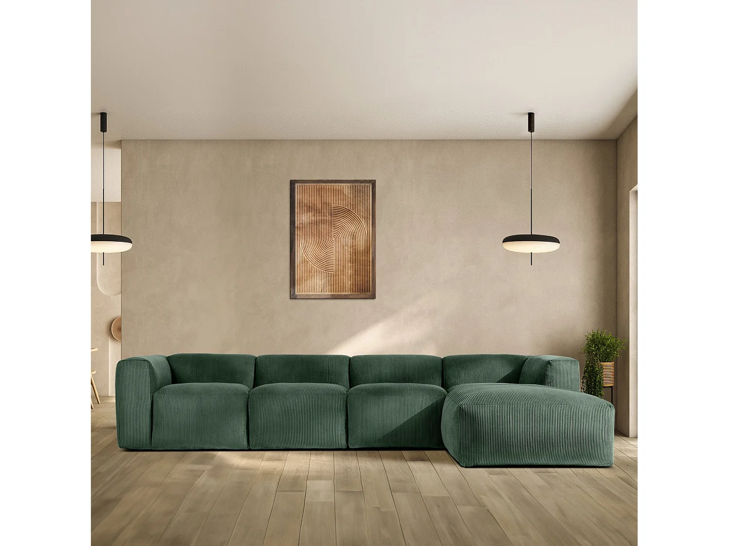 Ecksofa BUFFO 6-Sitzer - Dunkelgrün