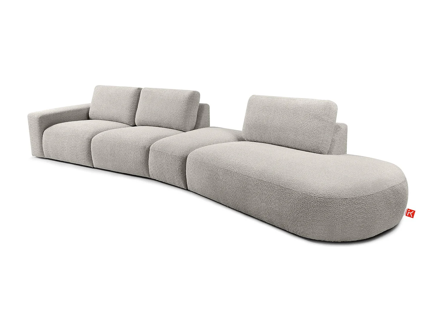 Ecksofa rechts - modern - ZUCCO - 5-Sitzer - Boucle - Hellbraun