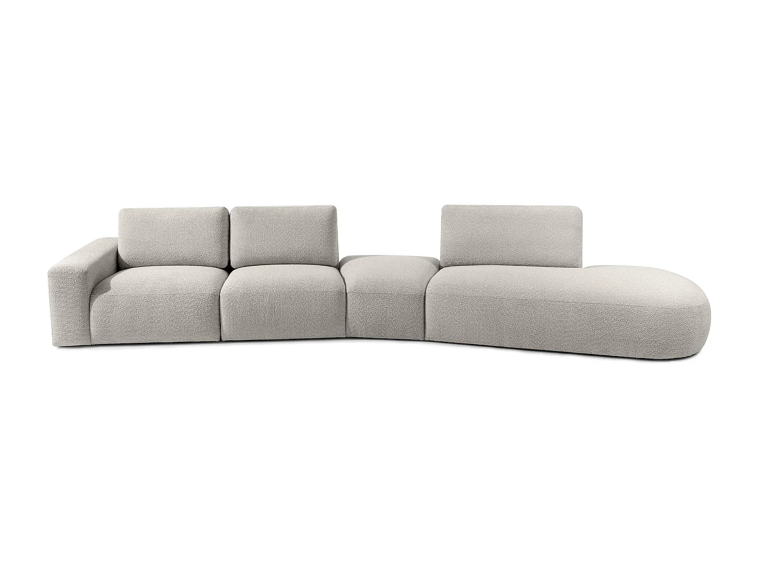 Ecksofa rechts - modern - ZUCCO - 5-Sitzer - Boucle - Hellbraun