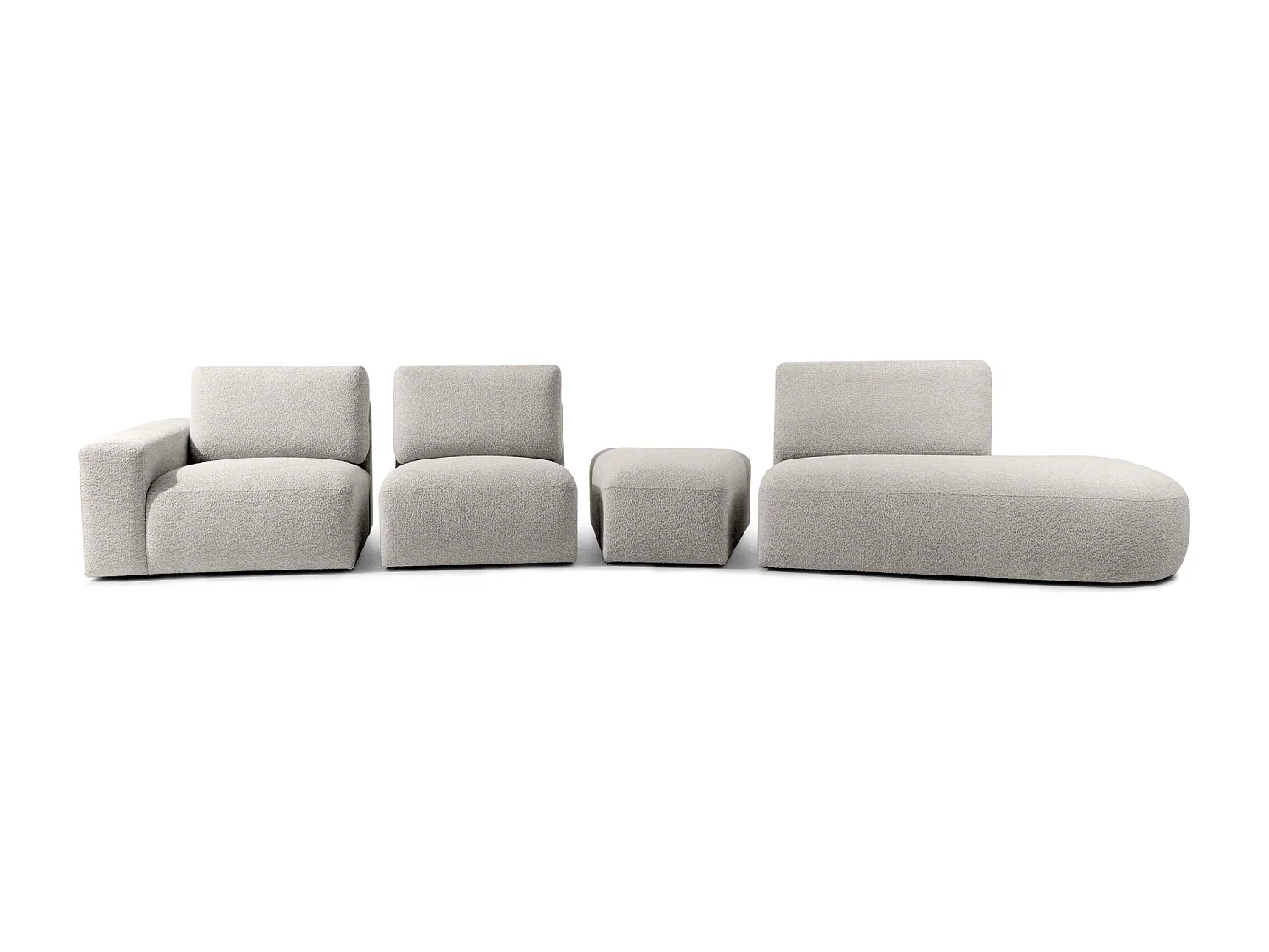 Ecksofa rechts - modern - ZUCCO - 5-Sitzer - Boucle - Hellbraun