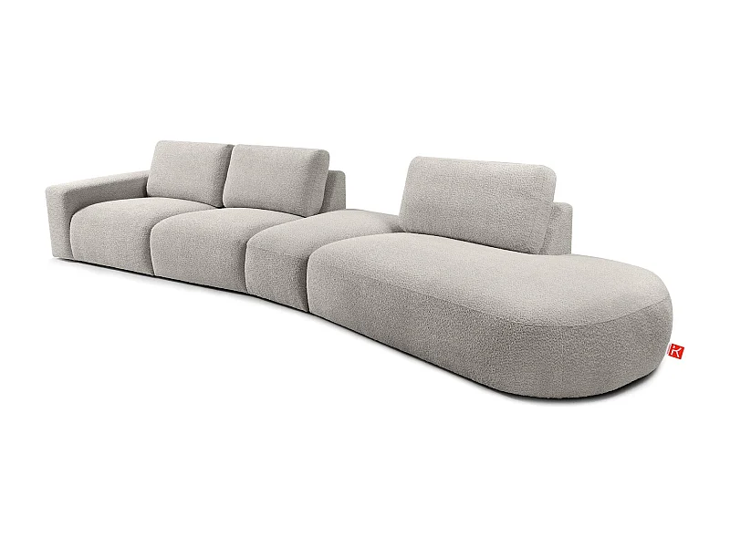Ecksofa rechts - modern - ZUCCO - 5-Sitzer - Boucle - Hellbraun