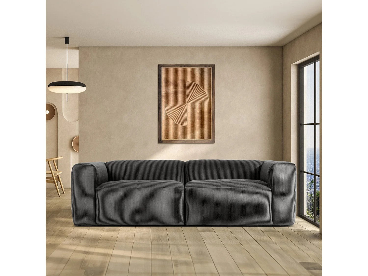 Einzelsofa - modular - 4-sitzer - Grau