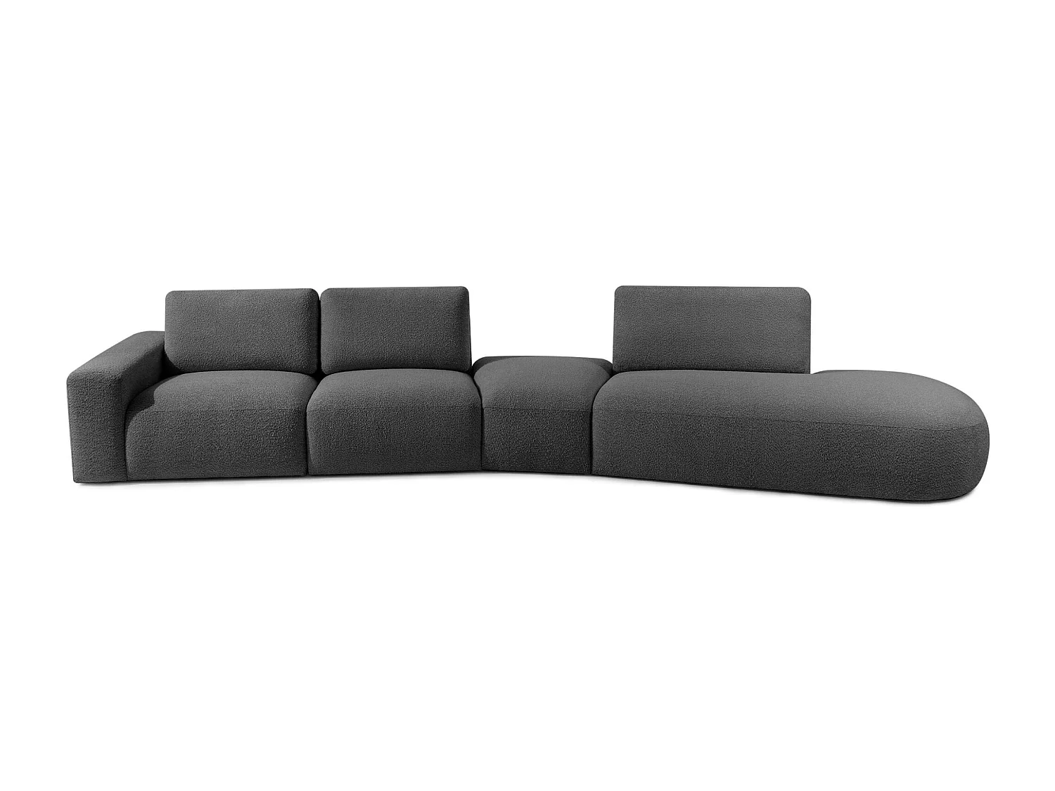 Ecksofa rechts - modern - ZUCCO - 5-Sitzer - Boucle - Graphit