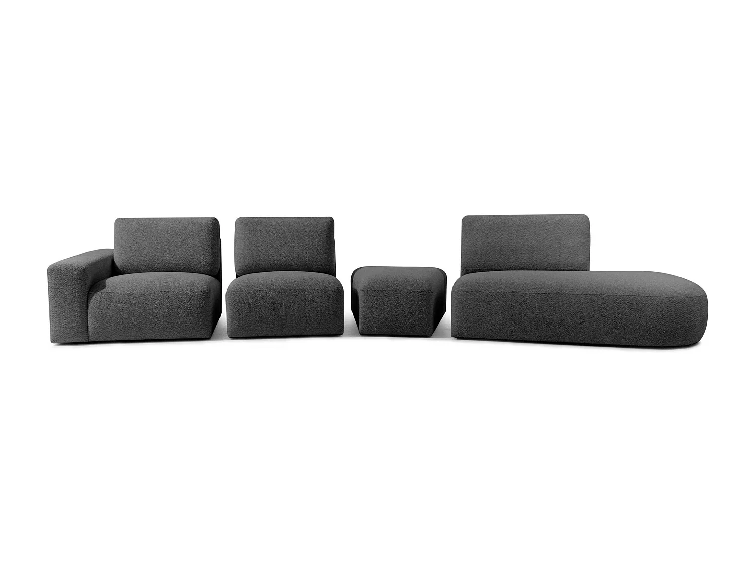 Ecksofa rechts - modern - ZUCCO - 5-Sitzer - Boucle - Graphit