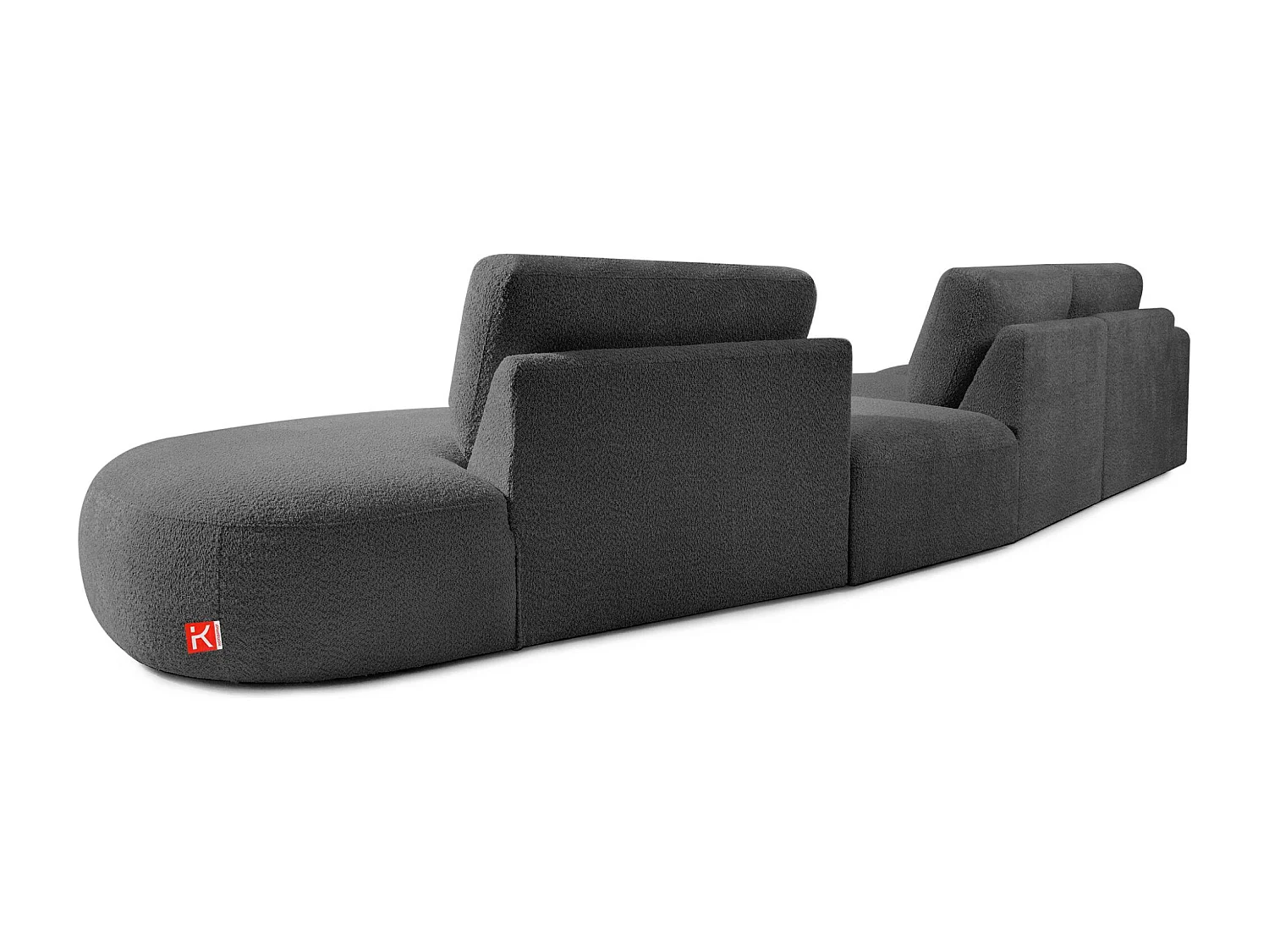 Ecksofa rechts - modern - ZUCCO - 5-Sitzer - Boucle - Graphit