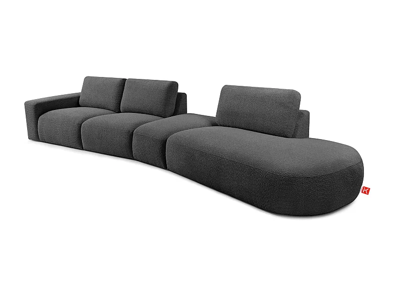 Ecksofa rechts - modern - ZUCCO - 5-Sitzer - Boucle - Graphit