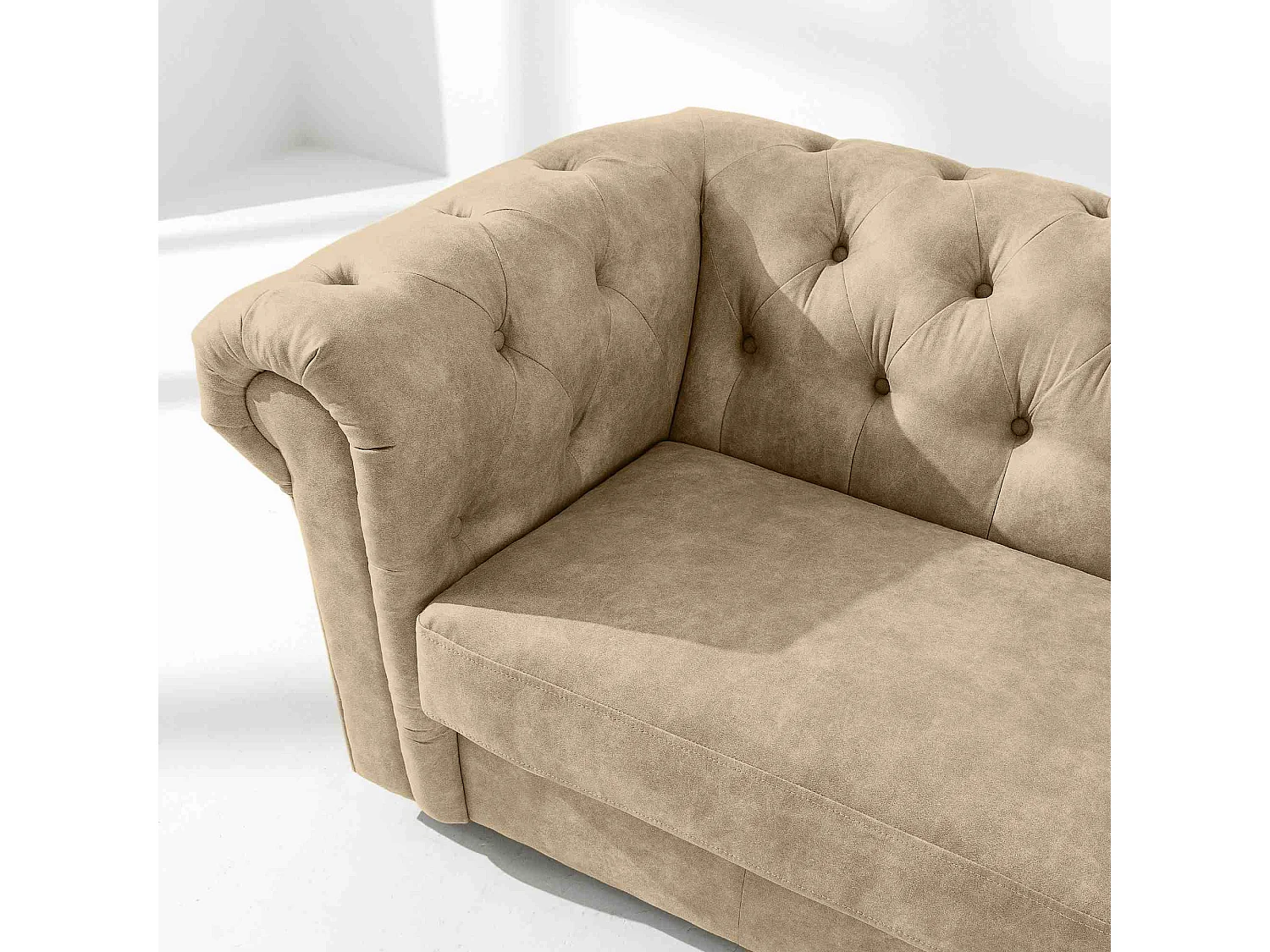 Sofa GRAVO Chesterfield Kunstleder - 3-Sitzer - Cremeweiß