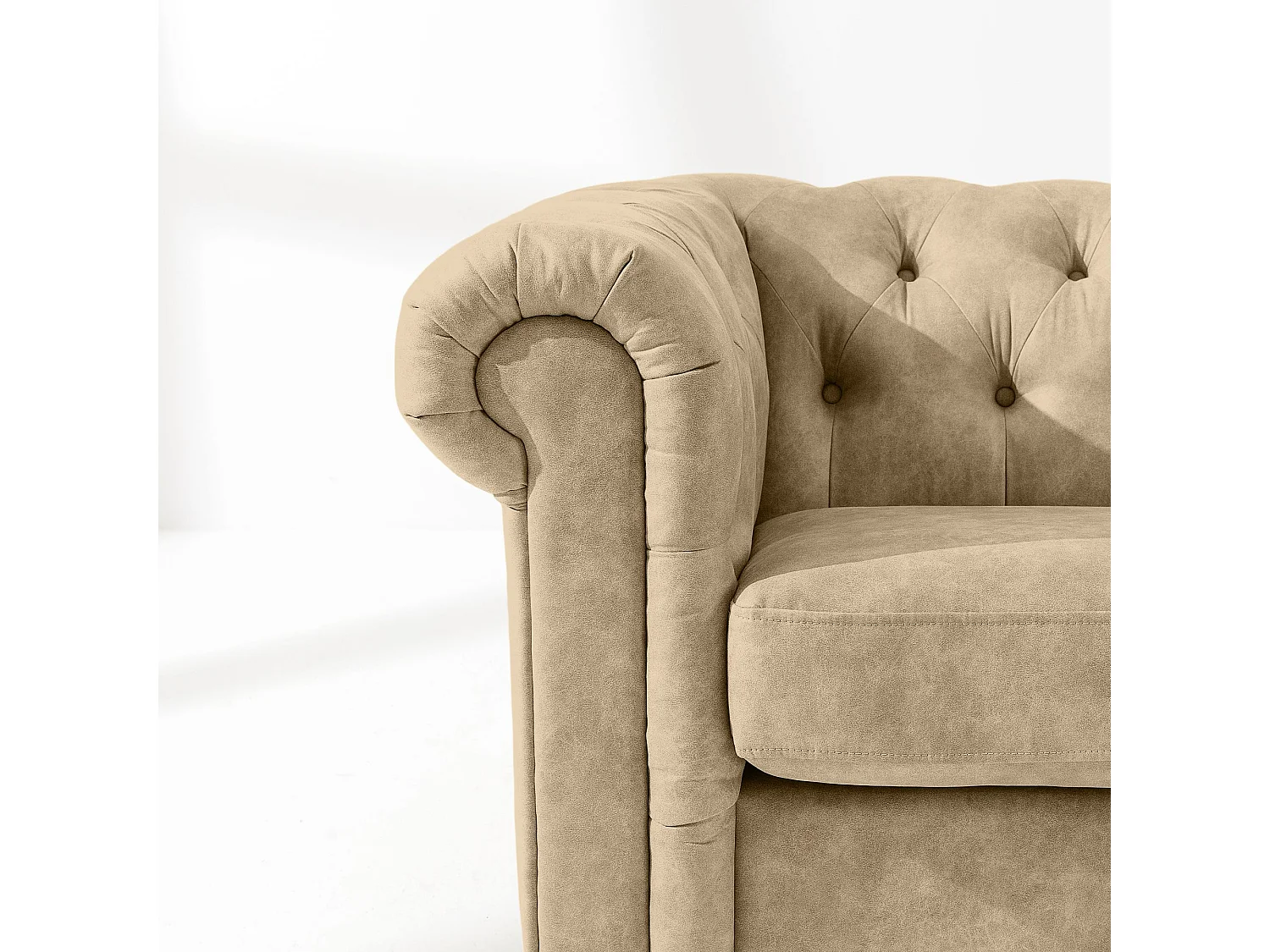 Sofa GRAVO Chesterfield Kunstleder - 3-Sitzer - Cremeweiß