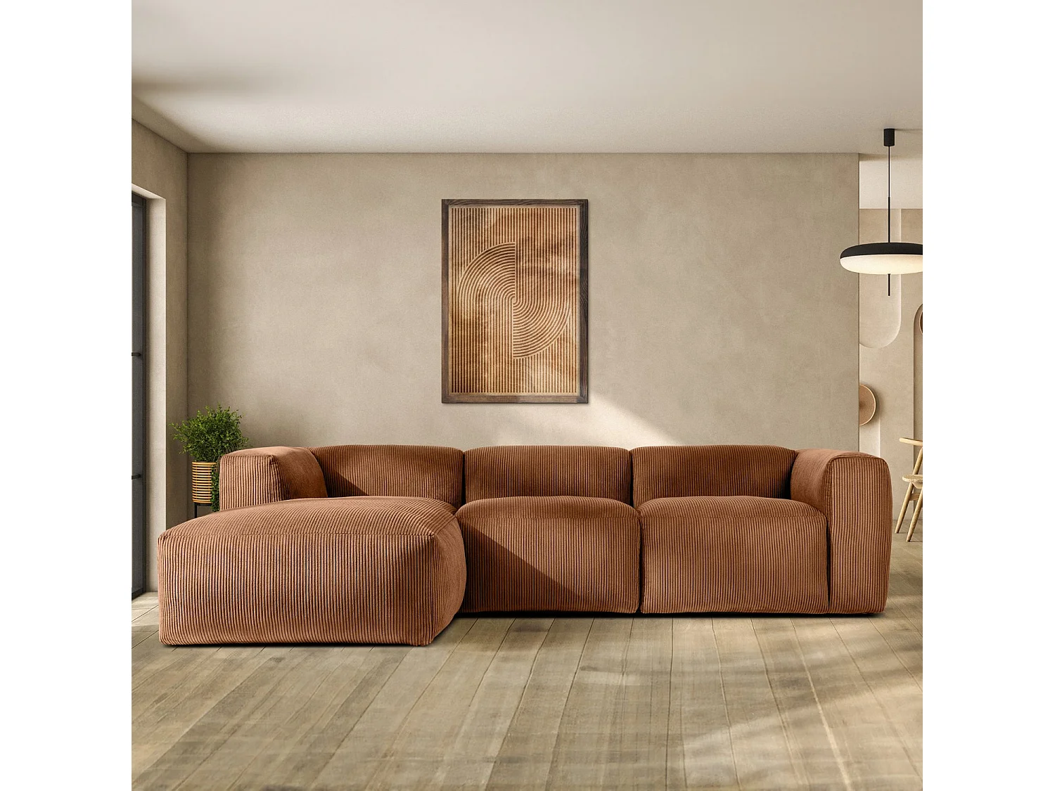 Ecksofa BUFFO 5-Sitzer - Orangerot