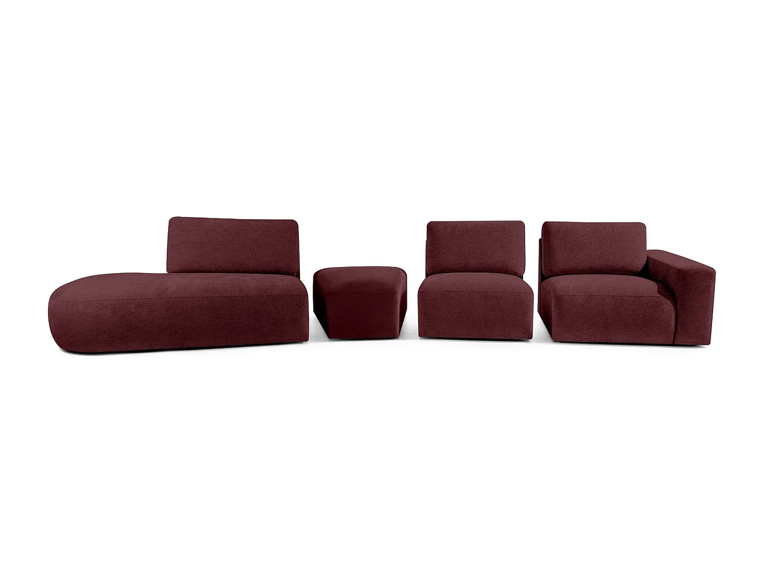 Ecksofa links - modern - ZUCCO - 5-Sitzer - Chenille-Stoff - Violett