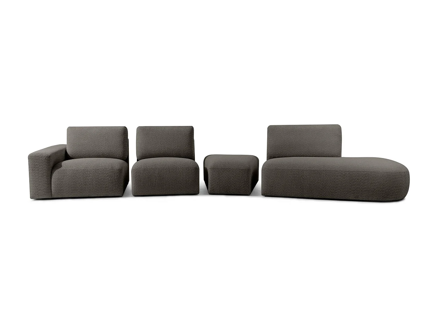 Ecksofa rechts - modern - ZUCCO - 5-Sitzer - Boucle - Dunkelbraun