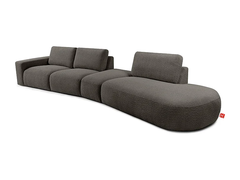 Ecksofa rechts - modern - ZUCCO - 5-Sitzer - Boucle - Dunkelbraun