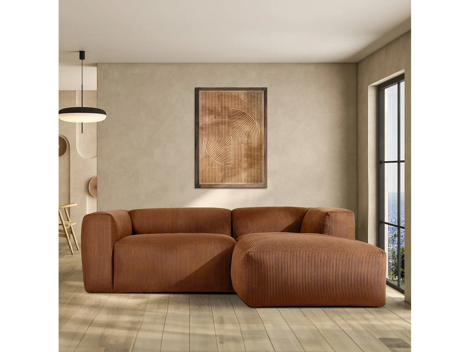 Ecksofa BUFFO 4-Sitzer - Orangerot