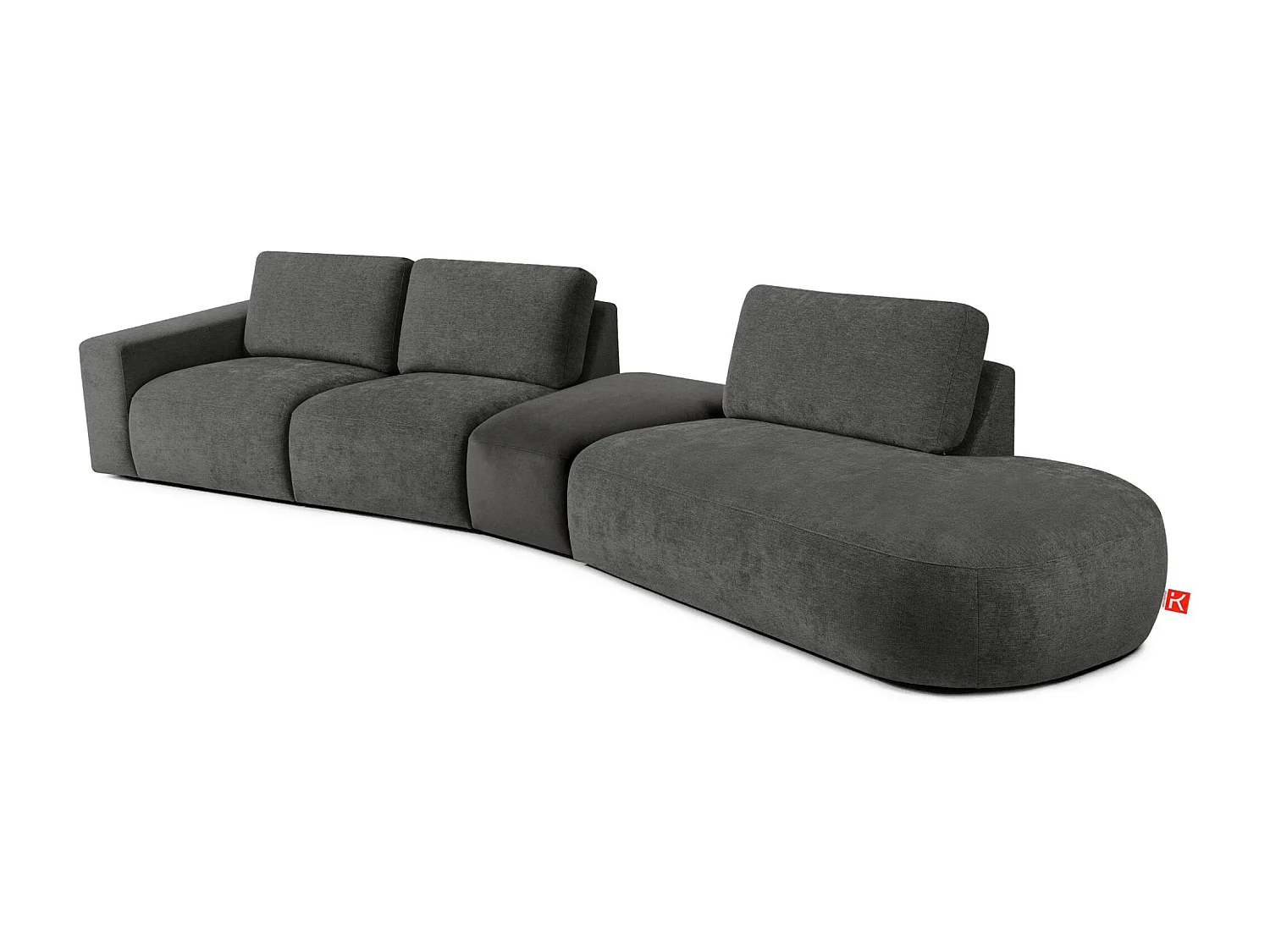 Ecksofa rechts - modern - ZUCCO - 5-Sitzer - Chenille-Stoff - Anthrazit