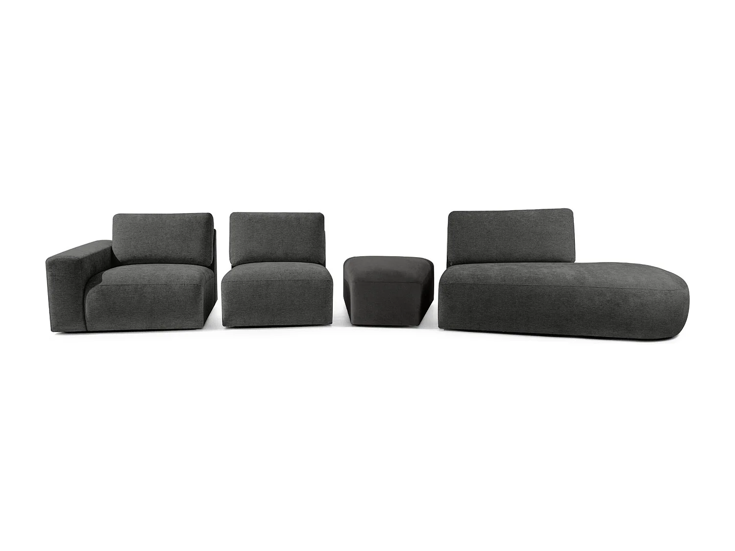 Ecksofa rechts - modern - ZUCCO - 5-Sitzer - Chenille-Stoff - Anthrazit