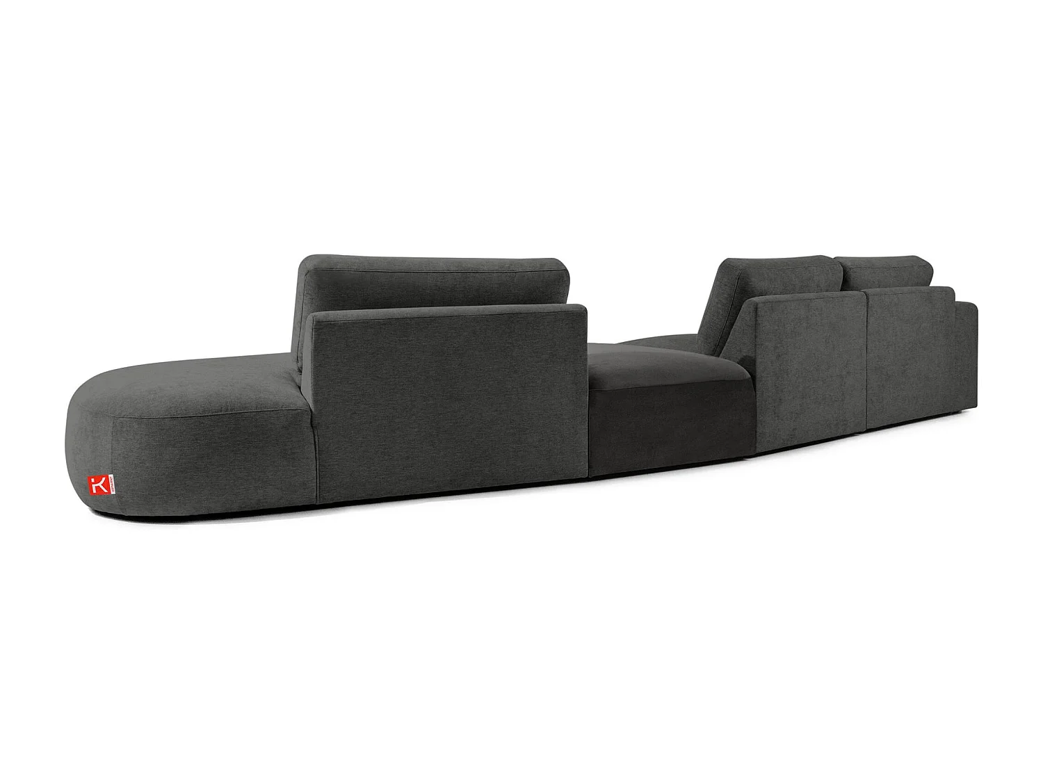Ecksofa rechts - modern - ZUCCO - 5-Sitzer - Chenille-Stoff - Anthrazit