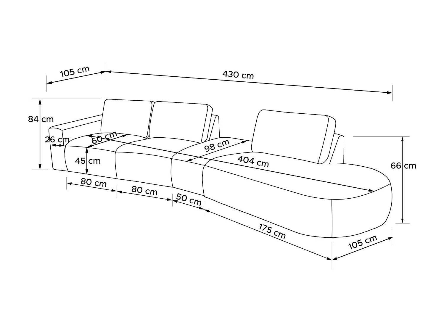 Ecksofa rechts - modern - ZUCCO - 5-Sitzer - Chenille-Stoff - Anthrazit