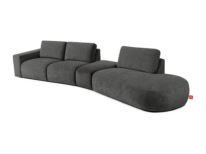 Ecksofa rechts - modern - ZUCCO - 5-Sitzer - Chenille-Stoff - Anthrazit