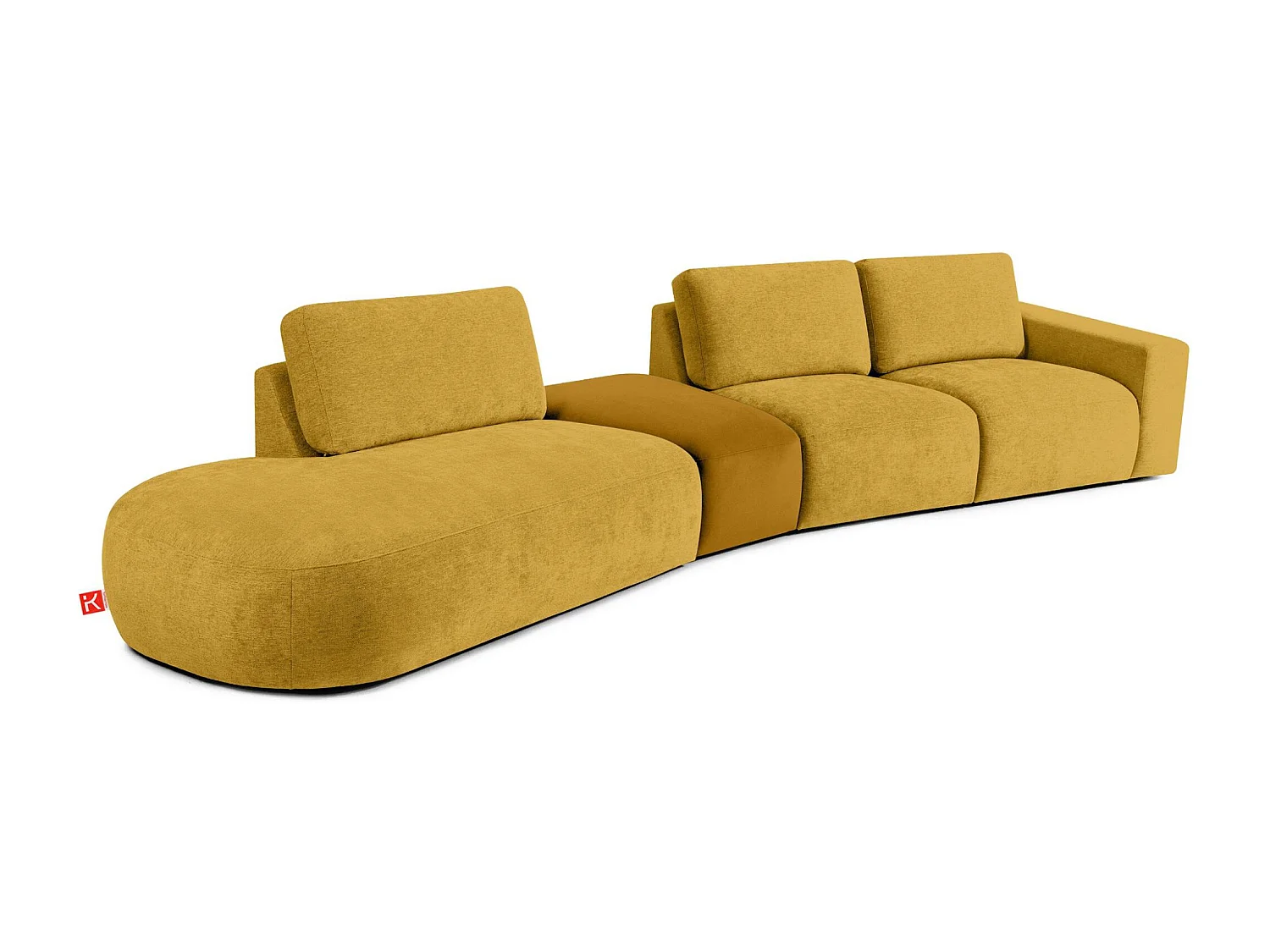 Ecksofa links - modern - ZUCCO - 5-Sitzer - Chenille-Stoff - Gelb