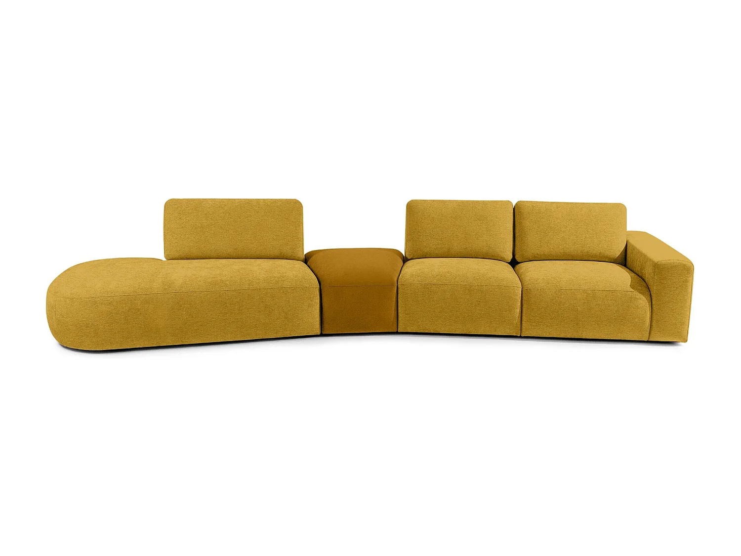 Ecksofa links - modern - ZUCCO - 5-Sitzer - Chenille-Stoff - Gelb