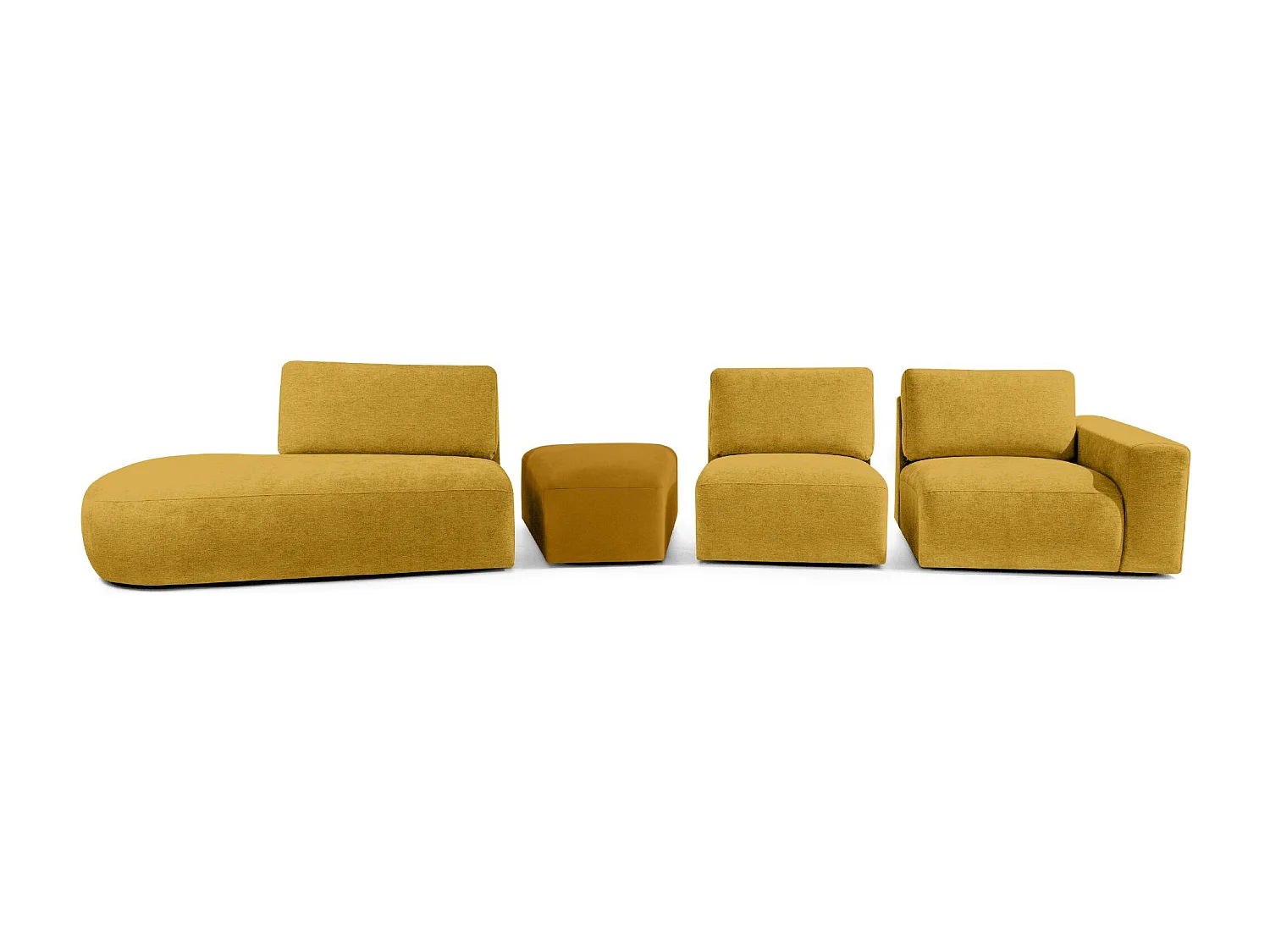 Ecksofa links - modern - ZUCCO - 5-Sitzer - Chenille-Stoff - Gelb