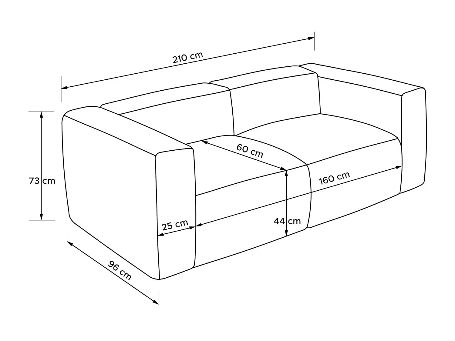 Einzelsofa - modular - 3-sitzer - Beige