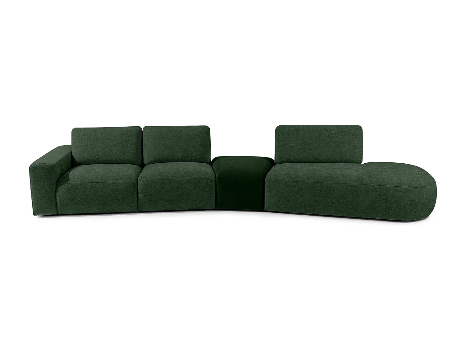 Ecksofa rechts - modern - ZUCCO - 5-Sitzer - Chenille-Stoff - Dunkelgrün