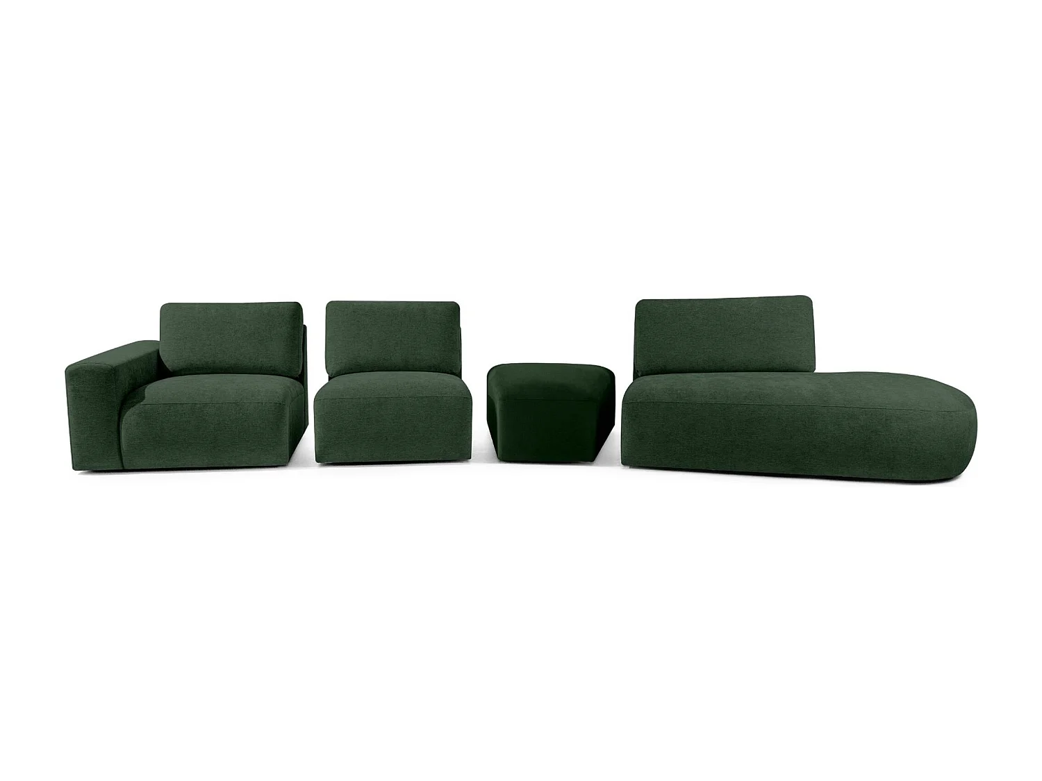 Ecksofa rechts - modern - ZUCCO - 5-Sitzer - Chenille-Stoff - Dunkelgrün