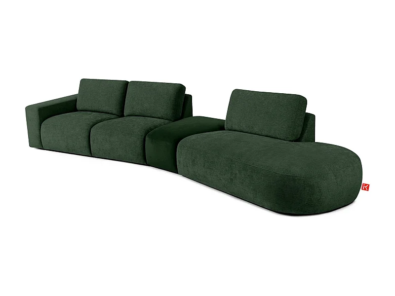 Ecksofa rechts - modern - ZUCCO - 5-Sitzer - Chenille-Stoff - Dunkelgrün